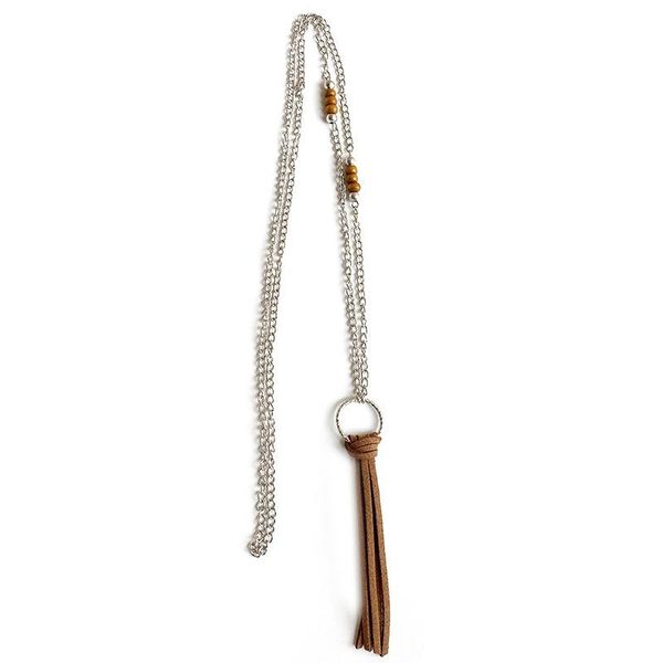 pendant necklaces fashion bohemian leather tassel long chain necklace minimalism style for women party jewelry accessories, Silver
pendant necklaces fashion bohemian leather tassel long chain necklace minimalism style for women party jewelry accessories, Silver
