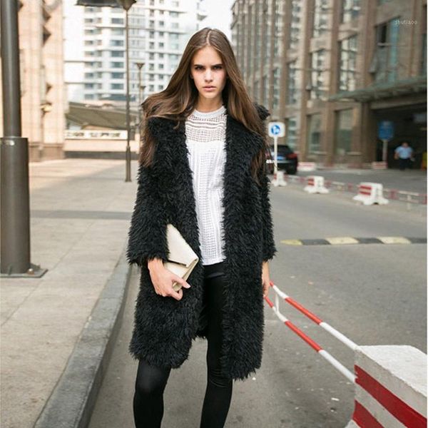 women's wool & blends autumn and winter 2021 lapel furry midi woolen coat women fashion solid turn-down collar covered button loose wom, Black
women's wool & blends autumn and winter 2021 lapel furry midi woolen coat women fashion solid turn-down collar covered button loose wom, Black