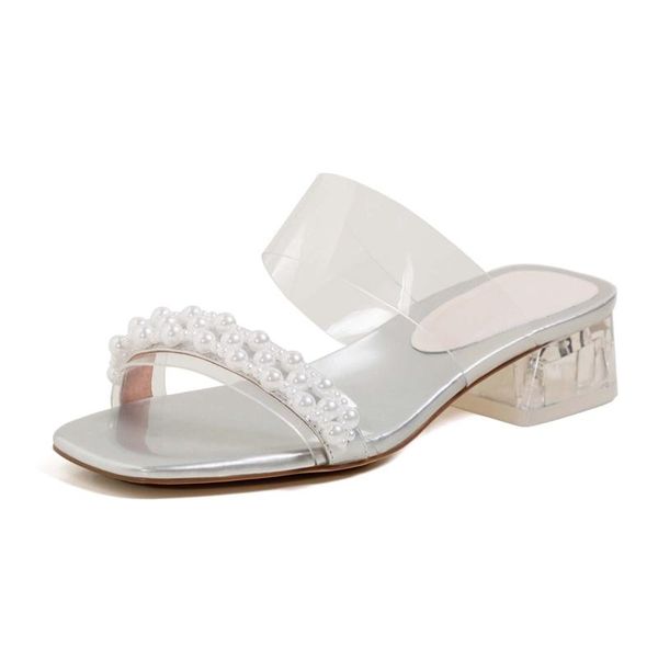 square toe crystal clear heel med princess style daily wear energy transparent pearl slippers women sandals l73, Black
square toe crystal clear heel med princess style daily wear energy transparent pearl slippers women sandals l73, Black