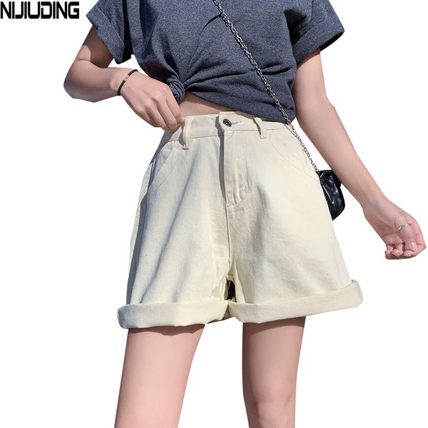 women summer demin shorts belt high waist casual wide leg korean jeans feminino zipper bottoms 210514, White;black
women summer demin shorts belt high waist casual wide leg korean jeans feminino zipper bottoms 210514, White;black