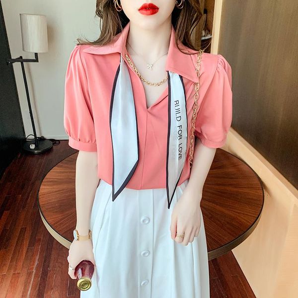 women's blouses & shirts ladies high end tempremant short sleeve patchwork ribbon letter chain office blouse summer casual shirt, White
women's blouses & shirts ladies high end tempremant short sleeve patchwork ribbon letter chain office blouse summer casual shirt, White