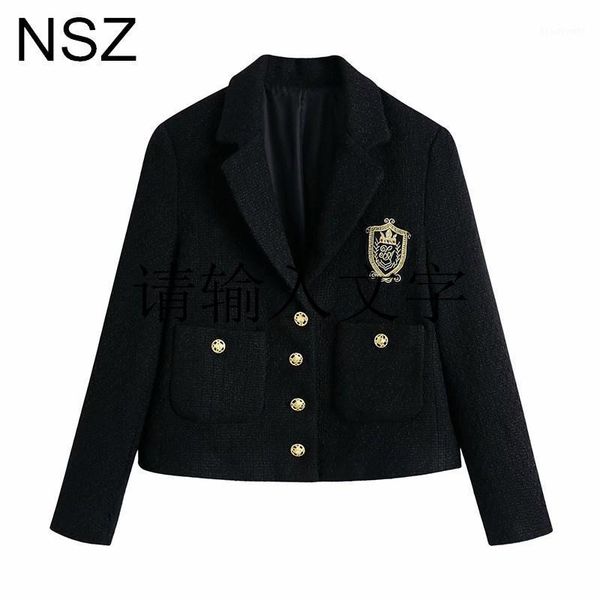women's suits & blazers nsz women black badge tweed crop blazer elegant chic fashion short jacket ladies coat outerwear spring 2021, White;black
women's suits & blazers nsz women black badge tweed crop blazer elegant chic fashion short jacket ladies coat outerwear spring 2021, White;black