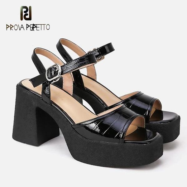 sandals patent leather stone pattern summer genuine thick sole platform fashion show high-heeled, Black
sandals patent leather stone pattern summer genuine thick sole platform fashion show high-heeled, Black