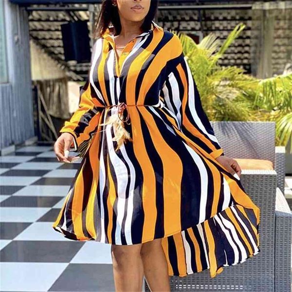 fashion striped dress for women print turn down collar single breasted long sleeve asymmetrical elegant dresses midi 210510, Black;gray
fashion striped dress for women print turn down collar single breasted long sleeve asymmetrical elegant dresses midi 210510, Black;gray