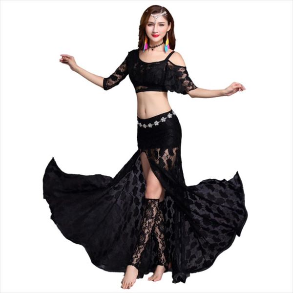 stage wear women belly dance performance clothing lace fashionable crop split hem skirt suit, Black;red
stage wear women belly dance performance clothing lace fashionable crop split hem skirt suit, Black;red