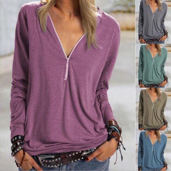 women's t-shirt loose t-shirts women jumpers ladies long sleeve casual zip up wear woman pullovers v-neck female oversized tee shirt c, White
women's t-shirt loose t-shirts women jumpers ladies long sleeve casual zip up wear woman pullovers v-neck female oversized tee shirt c, White