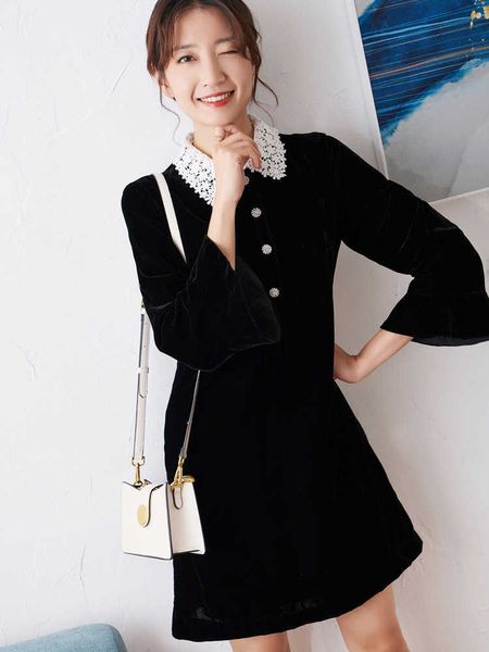 casual dresses lace collar broca de dressed in velvet a le female temperament is small jzn9, Black;gray
casual dresses lace collar broca de dressed in velvet a le female temperament is small jzn9, Black;gray