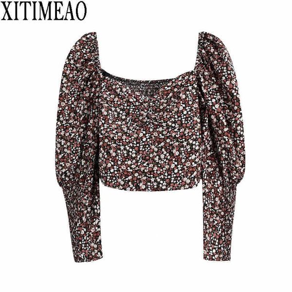 za women fashion floral print cropped blouses vintage v neck long sleeve back elastic female shirts chic 210604, White
za women fashion floral print cropped blouses vintage v neck long sleeve back elastic female shirts chic 210604, White