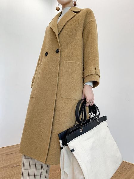 women's wool & blends albaca alpaca double-sided cashmere coat medium and long pure handmade high-end autumn winter thickened, Black
women's wool & blends albaca alpaca double-sided cashmere coat medium and long pure handmade high-end autumn winter thickened, Black