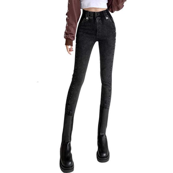 high waist elastic slim jeans women's autumn and winter plush versatile tight pencil pants, Black;white
high waist elastic slim jeans women's autumn and winter plush versatile tight pencil pants, Black;white
