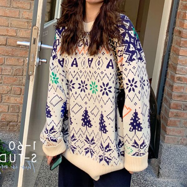 sweaters christmas korean version of the snowflake round neck pullover mid-length women's letter casual sweater, White;black
sweaters christmas korean version of the snowflake round neck pullover mid-length women's letter casual sweater, White;black
