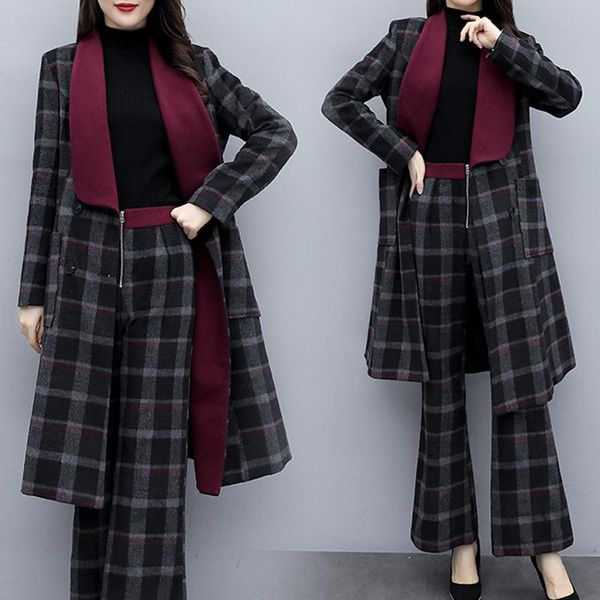 women's suits & blazers 2pcs luxury cashmere coat sets plaid woolen mid long suit wide leg pants checks plaids d034, White;black
women's suits & blazers 2pcs luxury cashmere coat sets plaid woolen mid long suit wide leg pants checks plaids d034, White;black