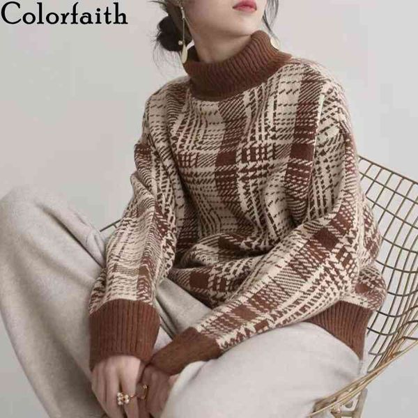 colorfaith new women's autumn winter knitwear turtleneck plaid warm pullover oversize vintage checkered jumpers sw1091jx 210413, White;black
colorfaith new women's autumn winter knitwear turtleneck plaid warm pullover oversize vintage checkered jumpers sw1091jx 210413, White;black