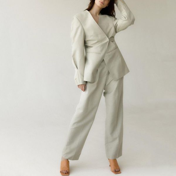 women's two piece pants holiwind 2021 women two-piece set office lady light green hidden breasted v-neck blazer female loose elastic hi, White
women's two piece pants holiwind 2021 women two-piece set office lady light green hidden breasted v-neck blazer female loose elastic hi, White