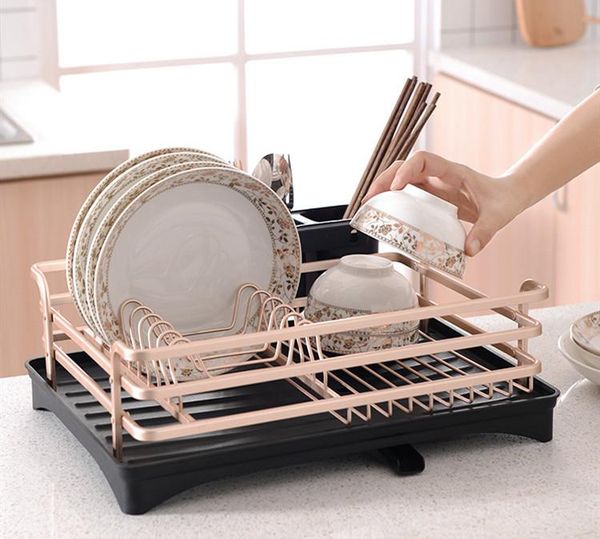 hooks & rails champagne golden double dish drain rack space aluminum put dishes chopsticks tableware storage kitchen
hooks & rails champagne golden double dish drain rack space aluminum put dishes chopsticks tableware storage kitchen