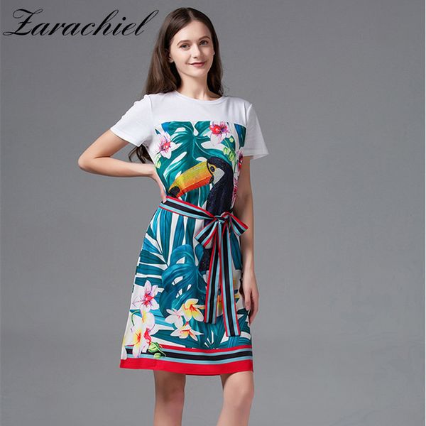 dresses women's sparkle rhinestones parrot floral printed t-shirt es female summer short sleeve loose long t shirt with belt, Black;gray
dresses women's sparkle rhinestones parrot floral printed t-shirt es female summer short sleeve loose long t shirt with belt, Black;gray