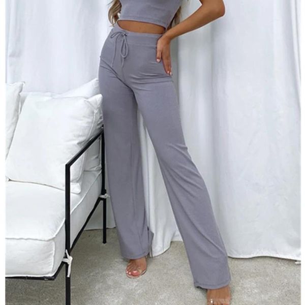 women's pants & capris ladies casual simple style drawstring straight trousers women solid high waist rib knit long spring autumn botto, Black;white
women's pants & capris ladies casual simple style drawstring straight trousers women solid high waist rib knit long spring autumn botto, Black;white