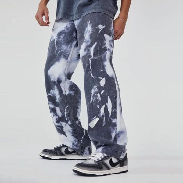men's jeans tie-dye washed korean vintage fashion streetwear loose casual straight wide leg trousers male denim pants man w2348, Blue
men's jeans tie-dye washed korean vintage fashion streetwear loose casual straight wide leg trousers male denim pants man w2348, Blue