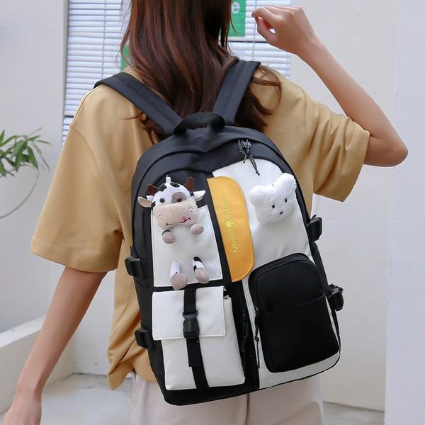 school bags waterproof canvas women backpack female multi-pocket contrast color travel bag college girls insert buckle schoolbags
school bags waterproof canvas women backpack female multi-pocket contrast color travel bag college girls insert buckle schoolbags