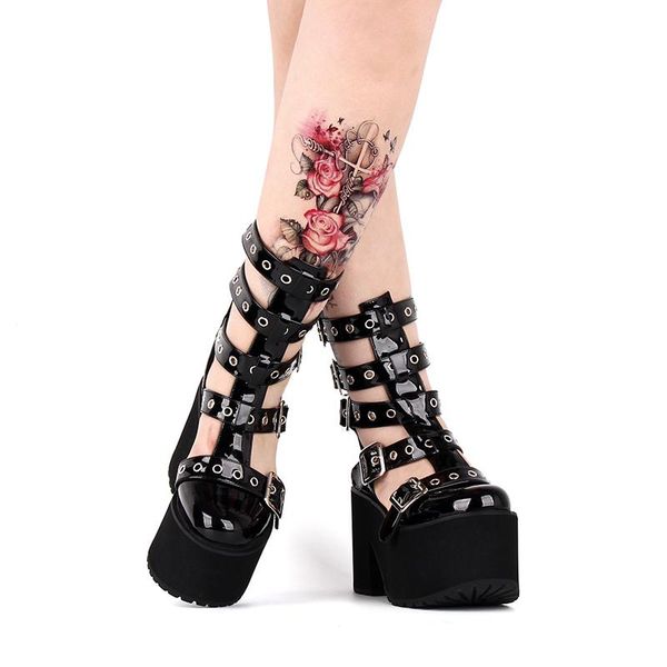 women thick platform buckle straps summer boots sandals japan harajuku black punk cosplay dress shoes
women thick platform buckle straps summer boots sandals japan harajuku black punk cosplay dress shoes