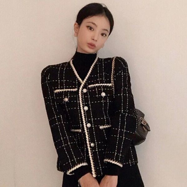 women's jackets bordered contrast pearl button korean retro v-neck jacket women loose multi-pocket long sleeve tweed short coat, Black;brown
women's jackets bordered contrast pearl button korean retro v-neck jacket women loose multi-pocket long sleeve tweed short coat, Black;brown