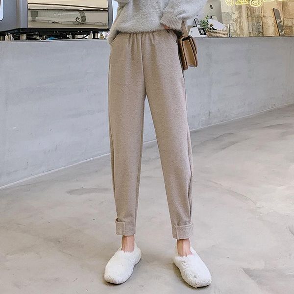 women's spring autumn style jogger pants woolen solid color pockets high waist casual sweet full length kk0232 & capris, Black;white
women's spring autumn style jogger pants woolen solid color pockets high waist casual sweet full length kk0232 & capris, Black;white
