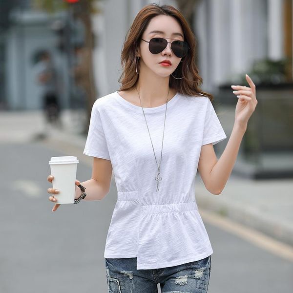 women's t-shirt cotton 2021 summer prairie chic style shrink waist short sleeve t-shirts womens tee woman clothes, White
women's t-shirt cotton 2021 summer prairie chic style shrink waist short sleeve t-shirts womens tee woman clothes, White