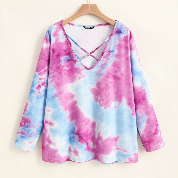 Plus size Dresses Hy363619 Color Tie Dyed Long Sleeve T-shirt Loose Large V-ne Fashion Top, Pink
Plus size Dresses Hy363619 Color Tie Dyed Long Sleeve T-shirt Loose Large V-ne Fashion Top, Pink