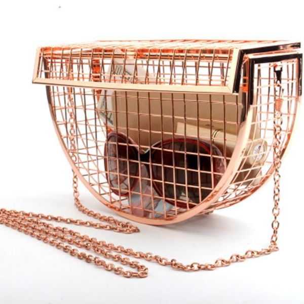 evening bags 2021 hollow out women shoulder bag luxury designe crossbody metal cages half moon wedding party handbag clutch 
evening bags 2021 hollow out women shoulder bag luxury designe crossbody metal cages half moon wedding party handbag clutch