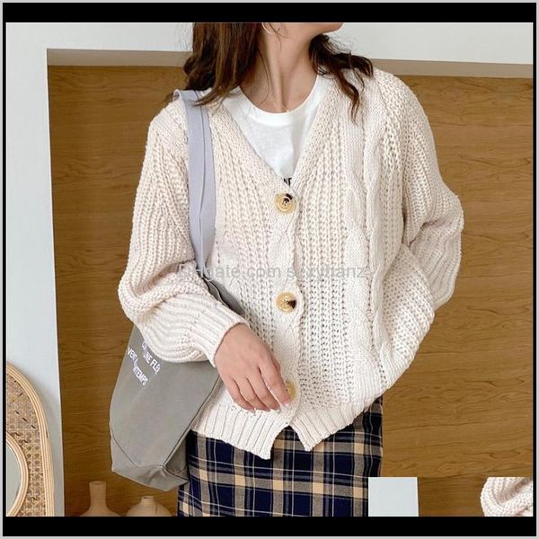knits & tees womens apparel drop delivery 2021 fashion design loose v-neck solid color knitted cardigan all-match retro elegant sweater, White
knits & tees womens apparel drop delivery 2021 fashion design loose v-neck solid color knitted cardigan all-match retro elegant sweater, White