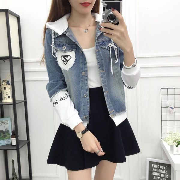 women's jackets female denim jacket spring fall coat women korean baseball hooded jean 2021 casual coats and opf-292 kj2216, Black;brown
women's jackets female denim jacket spring fall coat women korean baseball hooded jean 2021 casual coats and opf-292 kj2216, Black;brown