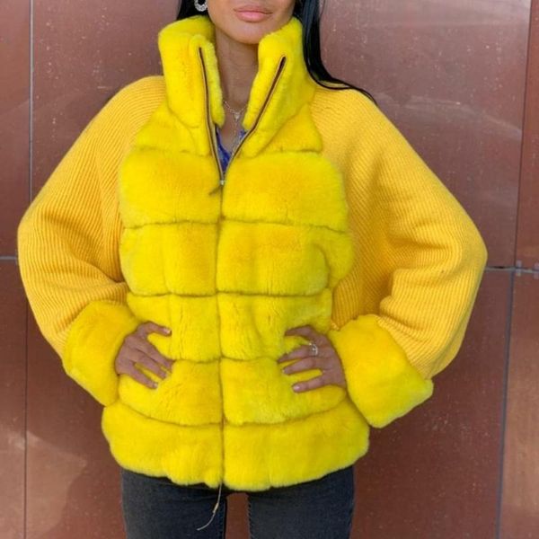 women's fur & faux quinn fashion knitted patchwork coats women elegant stand collar jackets zipper long sleeve short ladies, Black
women's fur & faux quinn fashion knitted patchwork coats women elegant stand collar jackets zipper long sleeve short ladies, Black