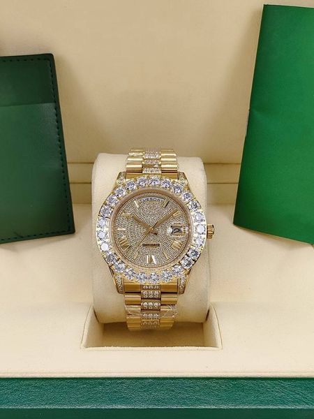 2021 mens automatic watch mechanical movement stainless steel strap men wristwatches 43mm shinning diamond iced out watches day date man wri, Slivery;brown
2021 mens automatic watch mechanical movement stainless steel strap men wristwatches 43mm shinning diamond iced out watches day date man wri, Slivery;brown