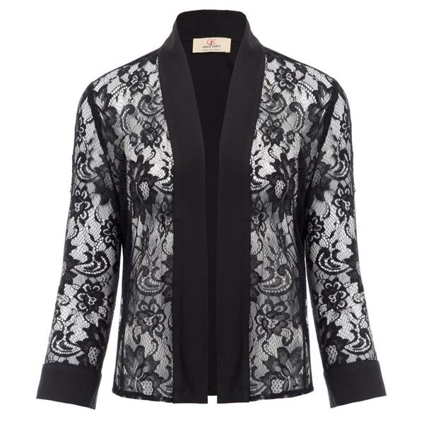 women summer casual cardigan 3/5 sleeve open front lace shrug patchwork cover-up coat women's jackets, Black;brown
women summer casual cardigan 3/5 sleeve open front lace shrug patchwork cover-up coat women's jackets, Black;brown