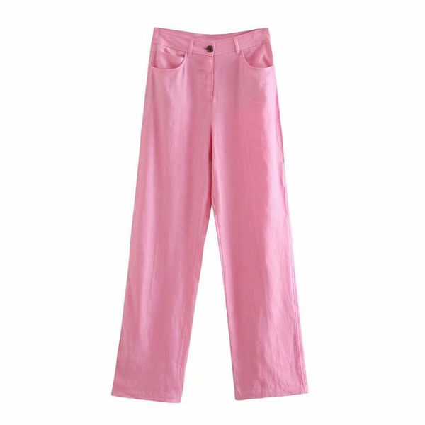women's pants & capris yenkye vintage women linen blend pink wide leg female double pocket high waist casual loose trousers autumn long, Black;white 
women's pants & capris yenkye vintage women linen blend pink wide leg female double pocket high waist casual loose trousers autumn long, Black;white