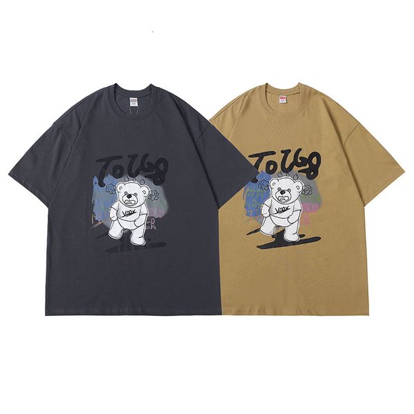 fashion t shirt impas guochao 2021 bear cartoon letter printed short sleeve men's and women's loose couple casual top, White;black
fashion t shirt impas guochao 2021 bear cartoon letter printed short sleeve men's and women's loose couple casual top, White;black