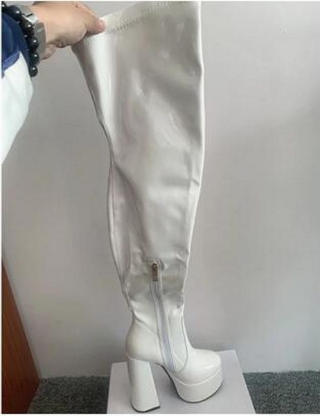 2021 white black patent leather high platform thigh high boots for women winter autumn t stage long booties shoes with box
2021 white black patent leather high platform thigh high boots for women winter autumn t stage long booties shoes with box
