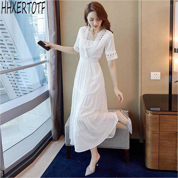 summer elegant temperament women solid high waist v collar short sleeve french style dresses vestidos 210531, Black;gray
summer elegant temperament women solid high waist v collar short sleeve french style dresses vestidos 210531, Black;gray