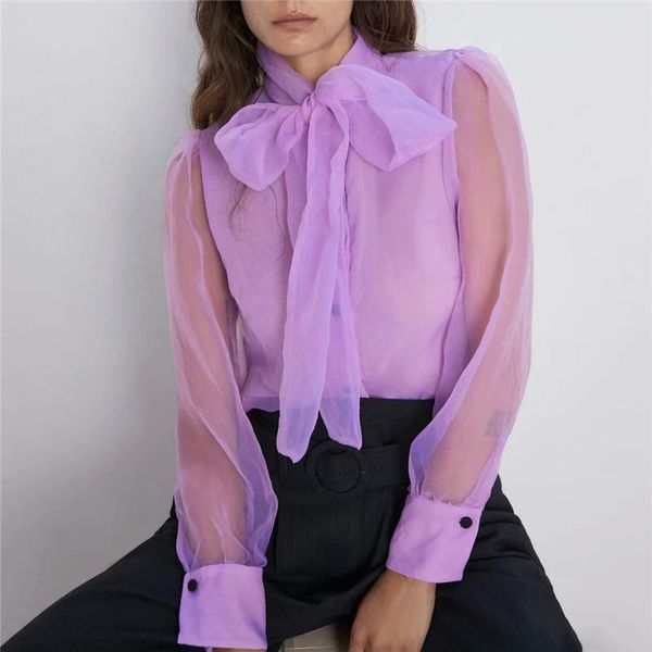 stylish office lady organza blouses women bow tie collar long sleeve see through violet shirts chic 2021 women's &, White
stylish office lady organza blouses women bow tie collar long sleeve see through violet shirts chic 2021 women's &, White