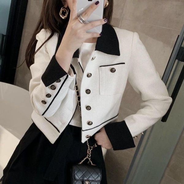 women's jackets 2021 women spring casual solid short jacket female loose turn down collar single breasted pockets lady elegant n50, Black;brown
women's jackets 2021 women spring casual solid short jacket female loose turn down collar single breasted pockets lady elegant n50, Black;brown