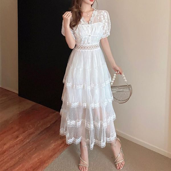 party dresses vintage layer ruffles lace long dress runway spring women white floral embroidery hollow out cake, White;black
party dresses vintage layer ruffles lace long dress runway spring women white floral embroidery hollow out cake, White;black