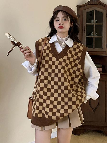 women's vests vest sweater coat clothing spring and autumn winter 2021 lazy style, Black;white
women's vests vest sweater coat clothing spring and autumn winter 2021 lazy style, Black;white