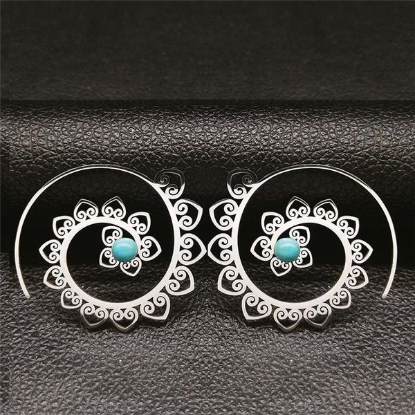 hoop & huggie india flower stainless steel stone circle earrings women silver color boho round jewelry pendientes acero e9203s04, Golden;silver
hoop & huggie india flower stainless steel stone circle earrings women silver color boho round jewelry pendientes acero e9203s04, Golden;silver