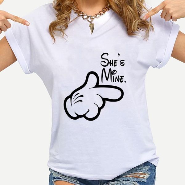 european style couple t-shirt she's mine letter printed tee short sleeve summer clothing lovers tshirts women's, White
european style couple t-shirt she's mine letter printed tee short sleeve summer clothing lovers tshirts women's, White