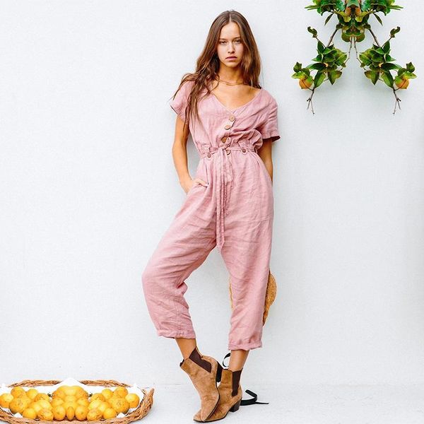 women's jumpsuits & rompers 2021 summer fashion solid women lace up ankle-length pants loose casual short sleeve, Black;white
women's jumpsuits & rompers 2021 summer fashion solid women lace up ankle-length pants loose casual short sleeve, Black;white
