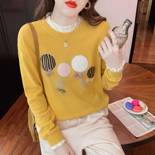 fake lace women's sweaters spring and autumn net red thin loose coat fashion, Black 
fake lace women's sweaters spring and autumn net red thin loose coat fashion, Black