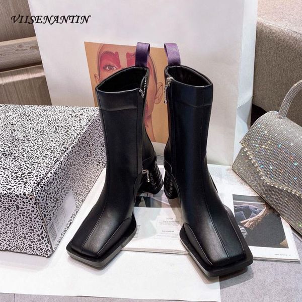 boots women's retro square toe 2021 side zipper genuine leather fashion thick heel thinner mid-tube all-match, Black
boots women's retro square toe 2021 side zipper genuine leather fashion thick heel thinner mid-tube all-match, Black