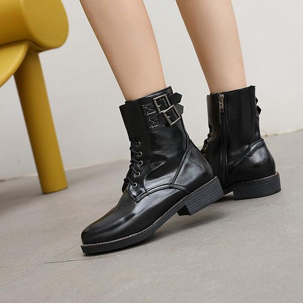 boots casual style round toe ankle fashion buckle lace-up zipper black white brown low heel thick motorcycle women's shoes qsn4
boots casual style round toe ankle fashion buckle lace-up zipper black white brown low heel thick motorcycle women's shoes qsn4