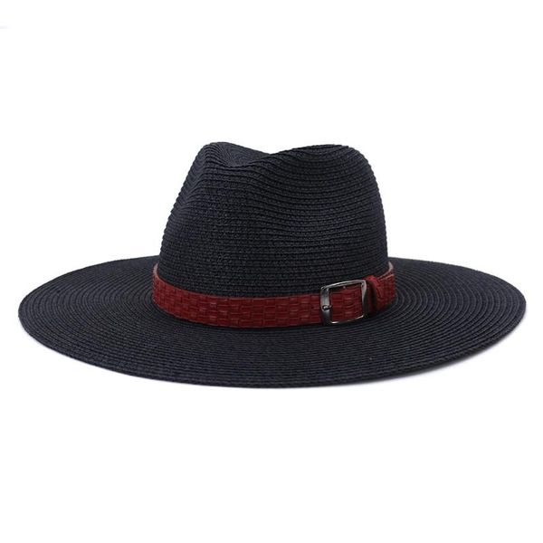 wide brim hats lager summer outdoor sunahde soild color straw hat with red belt women and menbritish jazz style caps casual fedora, Blue;gray
wide brim hats lager summer outdoor sunahde soild color straw hat with red belt women and menbritish jazz style caps casual fedora, Blue;gray