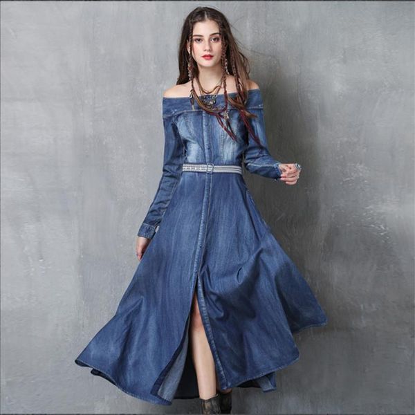 casual dresses vintage vestido autumn women dress 2021 denim slash neck a-line single breasted embroidery belt vestidos, Black;gray
casual dresses vintage vestido autumn women dress 2021 denim slash neck a-line single breasted embroidery belt vestidos, Black;gray
